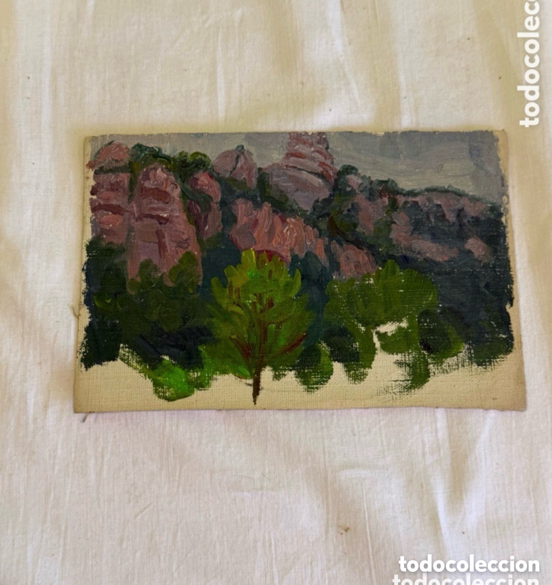 Arte: Arturo Mart&iacute;nez Cabezas (1899) &oacute;leo sobre lienzo paisaje de Montserrat. Escuela