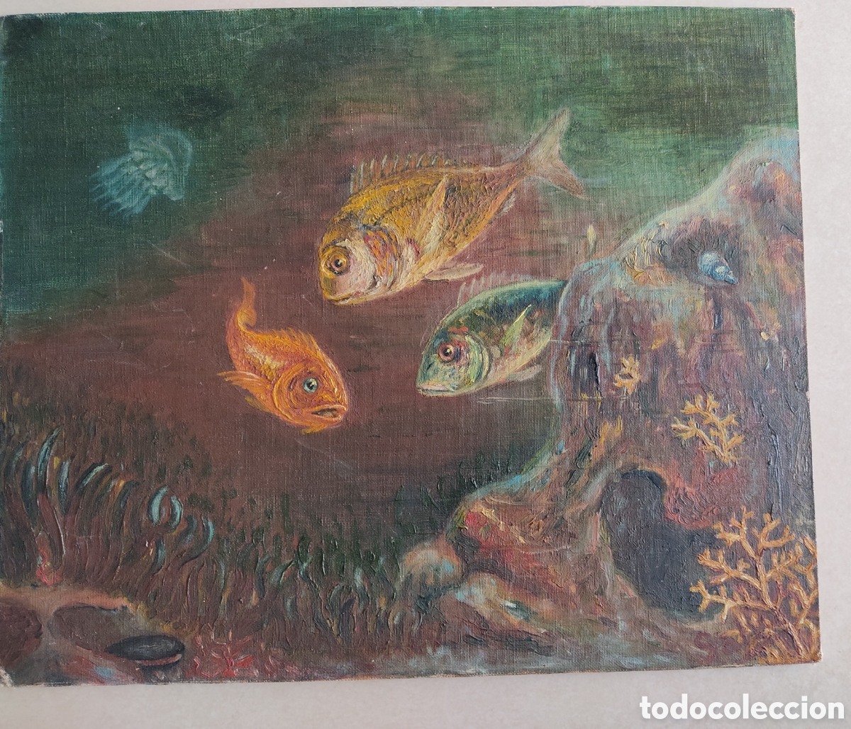 Arte: Oleo sobre tabla, fondo marino 45,50x37,50