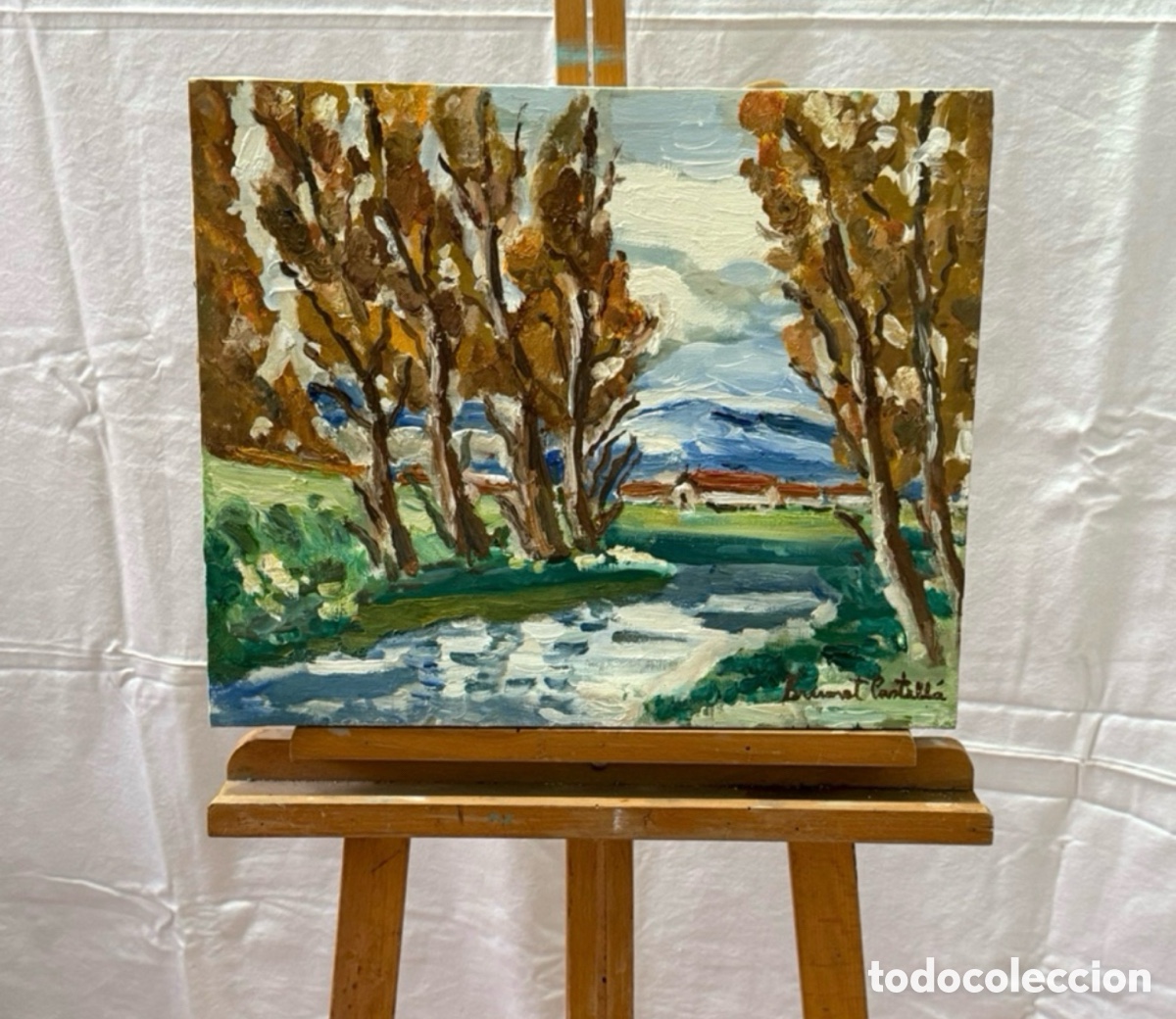 Arte: Brunet Castell&agrave;.oleo sobre lienzo.invierno en Vic .