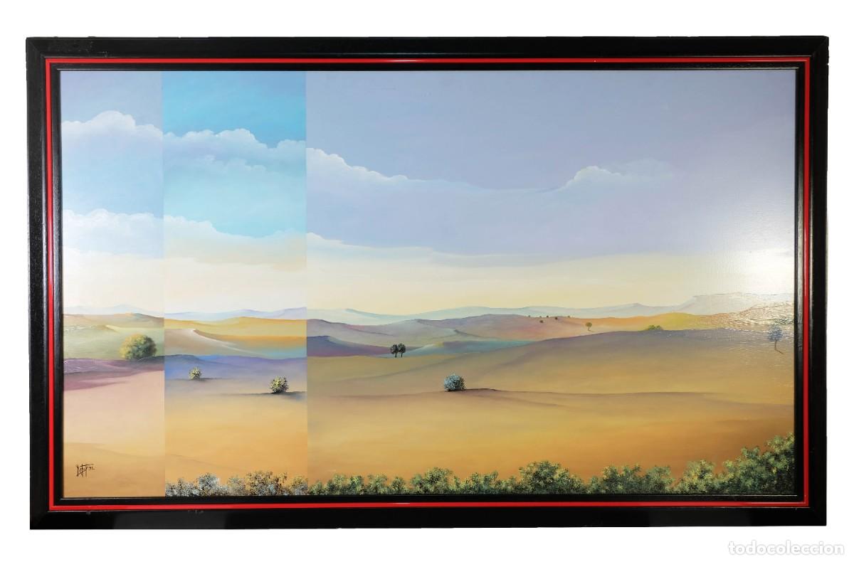 Arte: ACR&Iacute;LICO SOBRE T&Aacute;BLEX ESTRAMBOTISMO PAISAJE FIRMA ILEGIBLE A&Ntilde;OS 90