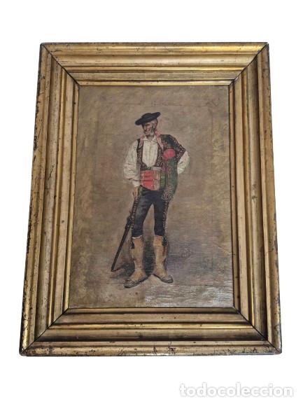Arte: Pintura al &Oacute;leo sobre Lienzo - Bandolero - Firmado - S.XIX - Muy Buena Calidad - Marco en Madera