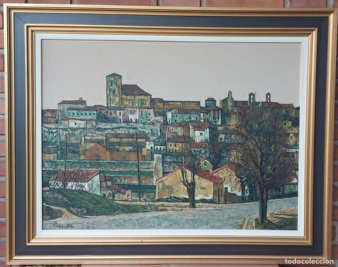 Arte: Oleo Sobre Tela Antonio Pedrero Yeboles 1977 Vista Ciudad Zamora Enmarcado Pintura Castellana Lujo