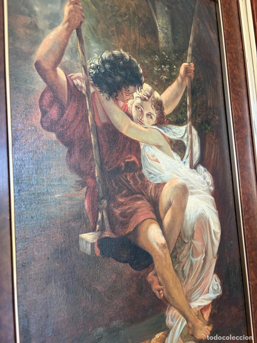 Arte: &Oacute;leo firmado Sabater escena rom&aacute;ntica enmarcado 44x64 cm