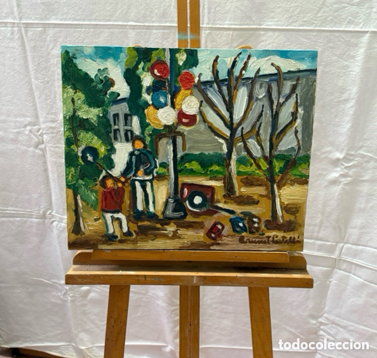 Art: Brunet Castell&agrave;.oleo sobre lienzo. Vendedor de globos.