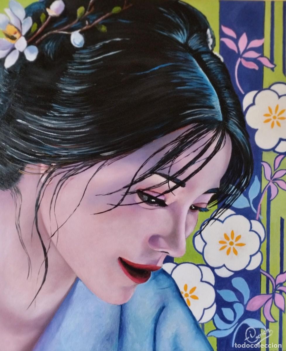 Arte: Sakura-&Oacute;leo sobre lienzo pintado por Inma Escrich
