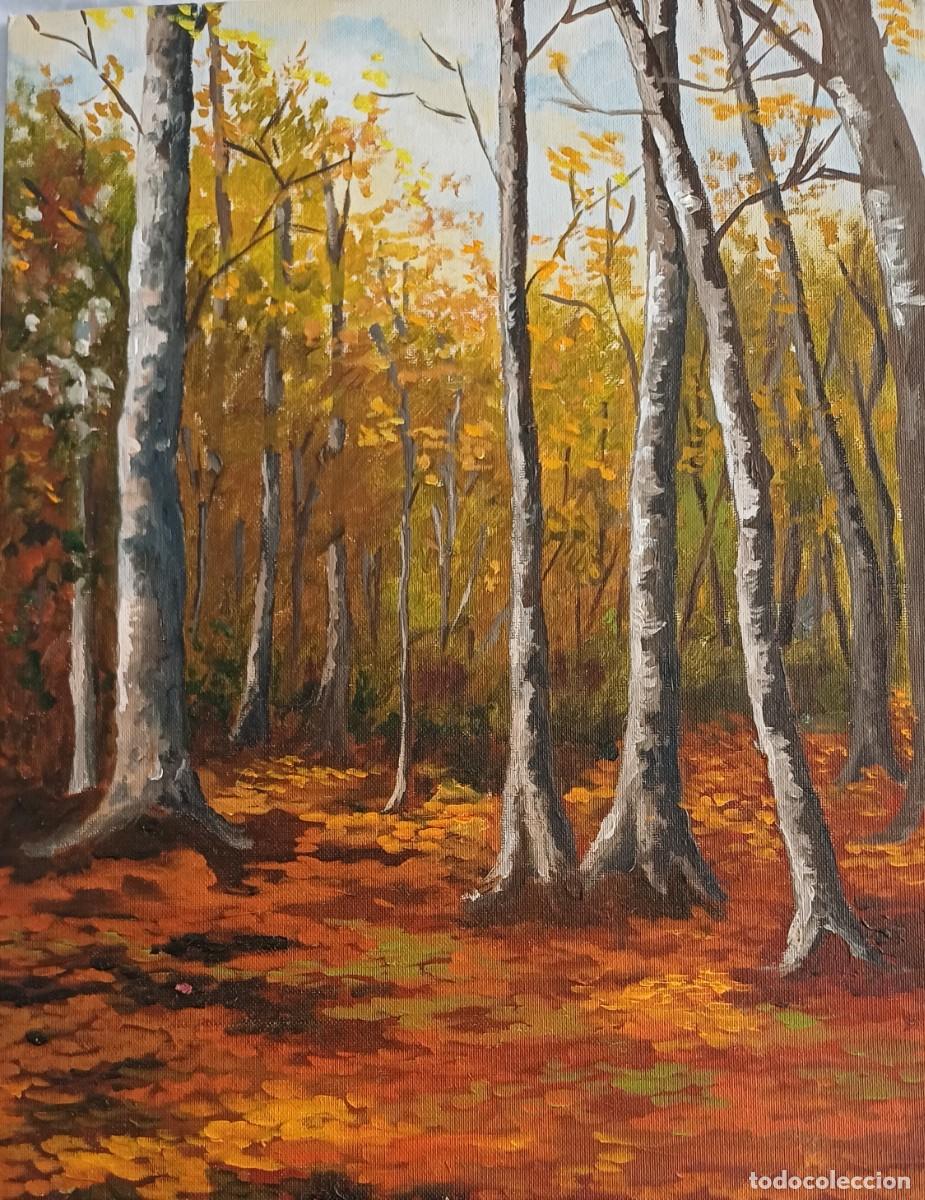 Arte: BOSQUE EN OTO&Ntilde;O-PINTURA OLEO SOBRE CART&Oacute;N - FIRMADO POR ROSA PASCUAL