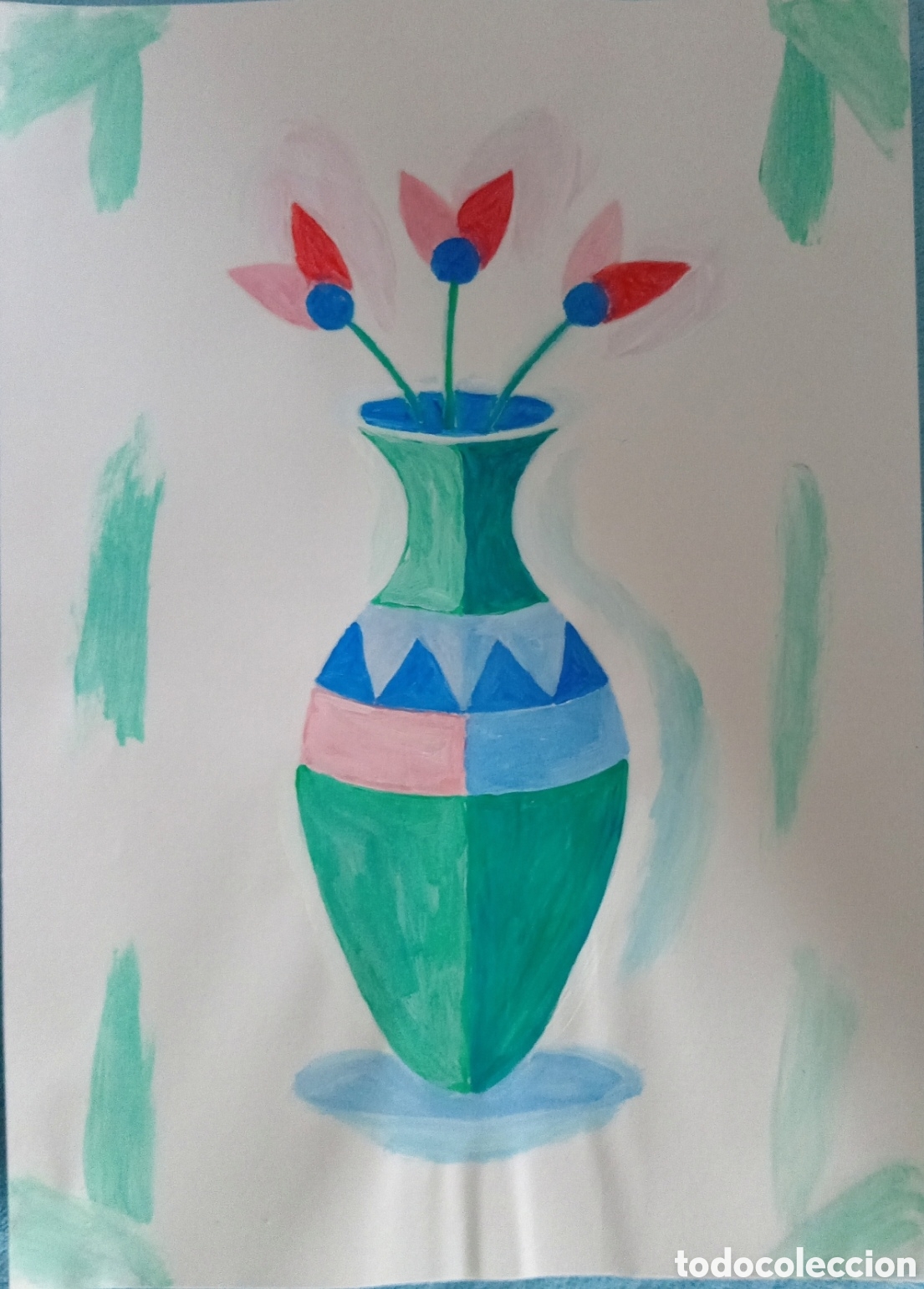 Kunst: Original pintura bodeg&oacute;n trazos (11) acuarela sobre papel doble 29,6cm x 21cm. Muy bonita
