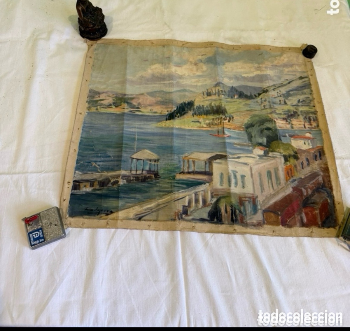 Arte: Antiguo &oacute;leo sobre lienzo firmado