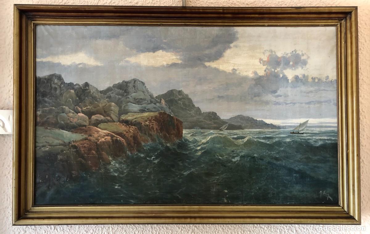 Arte: A. VILA - OLEO MARINA CAP DE CREUS (COSTA BRAVA) - FINALES DEL SIGLO XIX