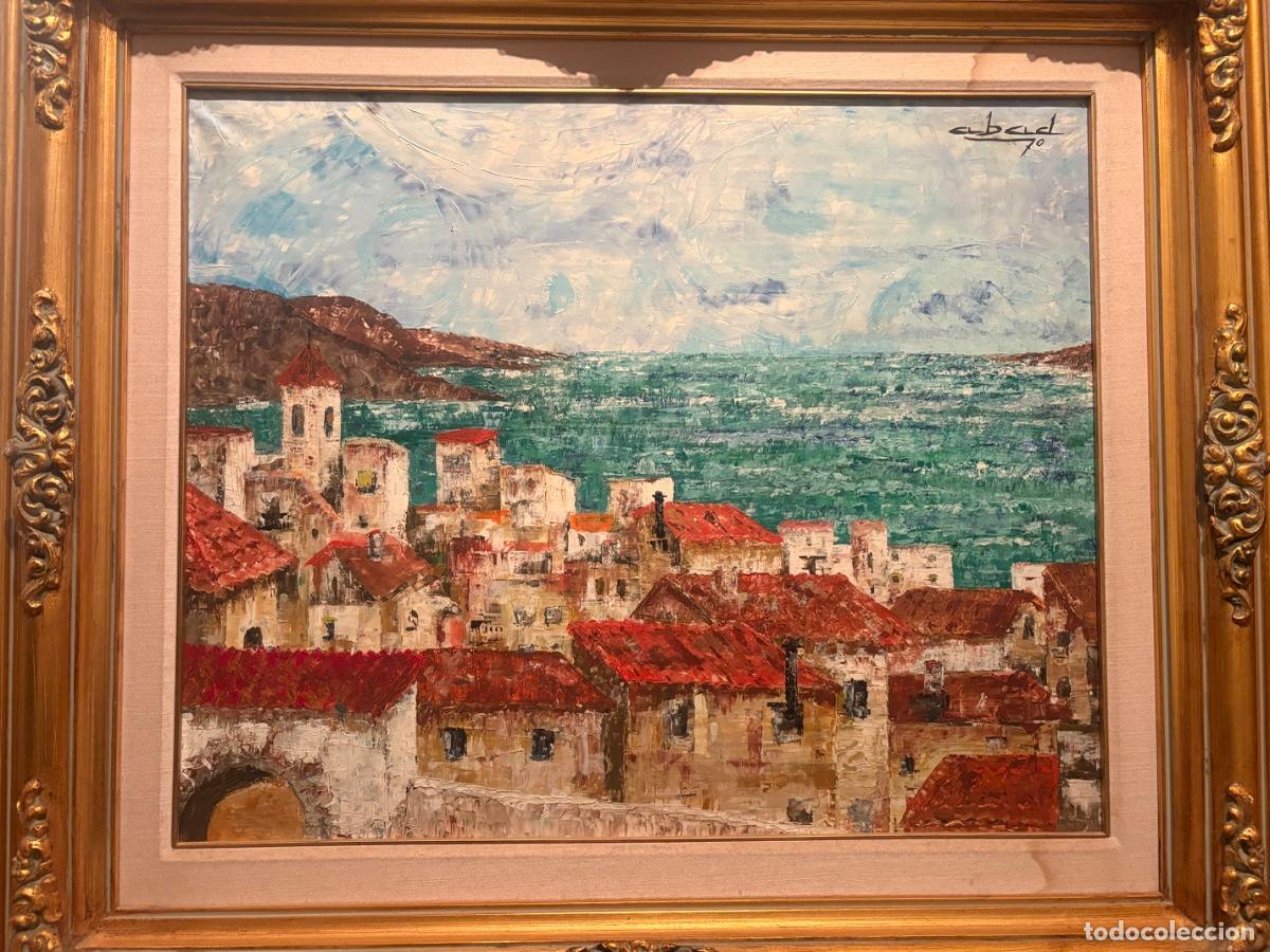 Arte: &Oacute;leo sobre lienzo - Paisaje mediterr&aacute;neo - Firmado &rdquo;abad 70&rdquo; - 80x60 cm