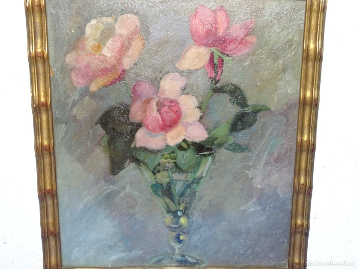 Arte: &Oacute;LEO SOBRE CART&Oacute;N DURO ENRIQUE C&Eacute;NAC BERECIART&Uacute; (BUENOS AIRES 1899).BODEGON FLORES. SELLO PINACOTECA