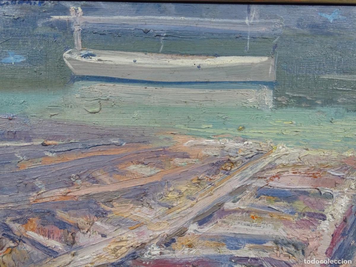 Arte: &Oacute;LEO TABLEX DANIEL CODORNIU (PALMA DE MALLORCA 1943). BARCAS EN EL MAR.