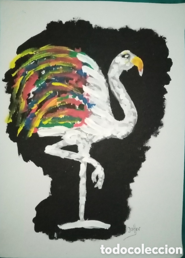 Arte: Original pintura &Oacute;leo sobre papel especial para dibujo. &rdquo; Flamenco de colores &rdquo;40cm x 29cm