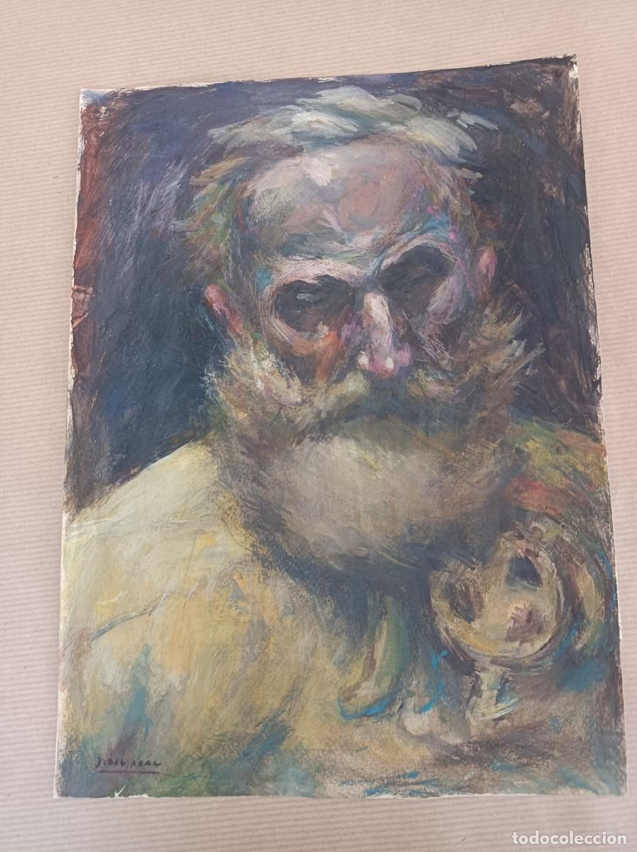 Arte: &Oacute;LEO SOBRE CARTULINA 30 x 22 cms. RETRATO FIRMADO J. DEL REAL