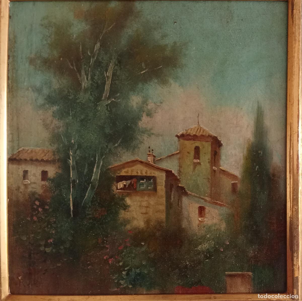 Arte: ESCUELA ANDALUZA - SIGLO XIX- FIRMADO RUIZ- CASAS CON IGLESIA-