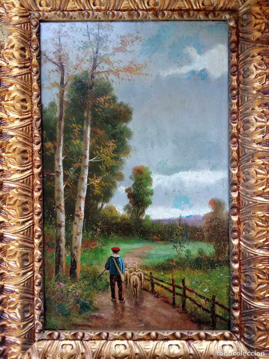 Kunst: FIRMADO ROS- CIRCA 1900- PASTOR CON REBA&Ntilde;O-