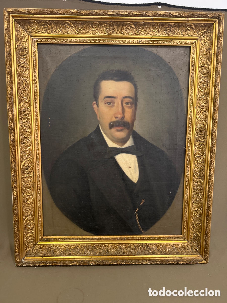 Arte: &Oacute;LEO SOBRE LIENZO &ldquo;RETRATO DE CABALLERO&rdquo; FIRMADO POR D.CORTINAS &ldquo;DANIEL CORTINA MESTRE&rdquo; A&Ntilde;O 1888