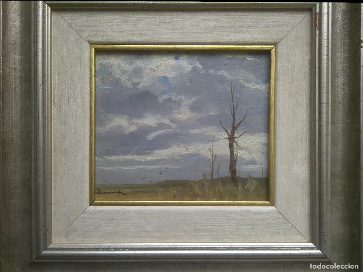 Arte: NICOLAU RAURICH I PETRE - PAISAJE NUBOSO Y PAREJA DE ANCIANOS-