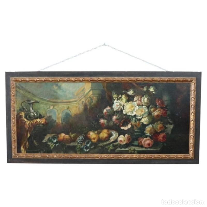 Arte: Bodeg&oacute;n, gran pintura al &oacute;leo sobre lienzo, Italia, siglo XIX.