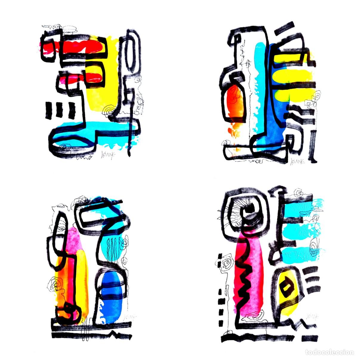 Art: Conjunto de 4 obras originales de J&oslash;ane Do Cristo. Certificado Autor. Leer descripci&oacute;n, ver fotos