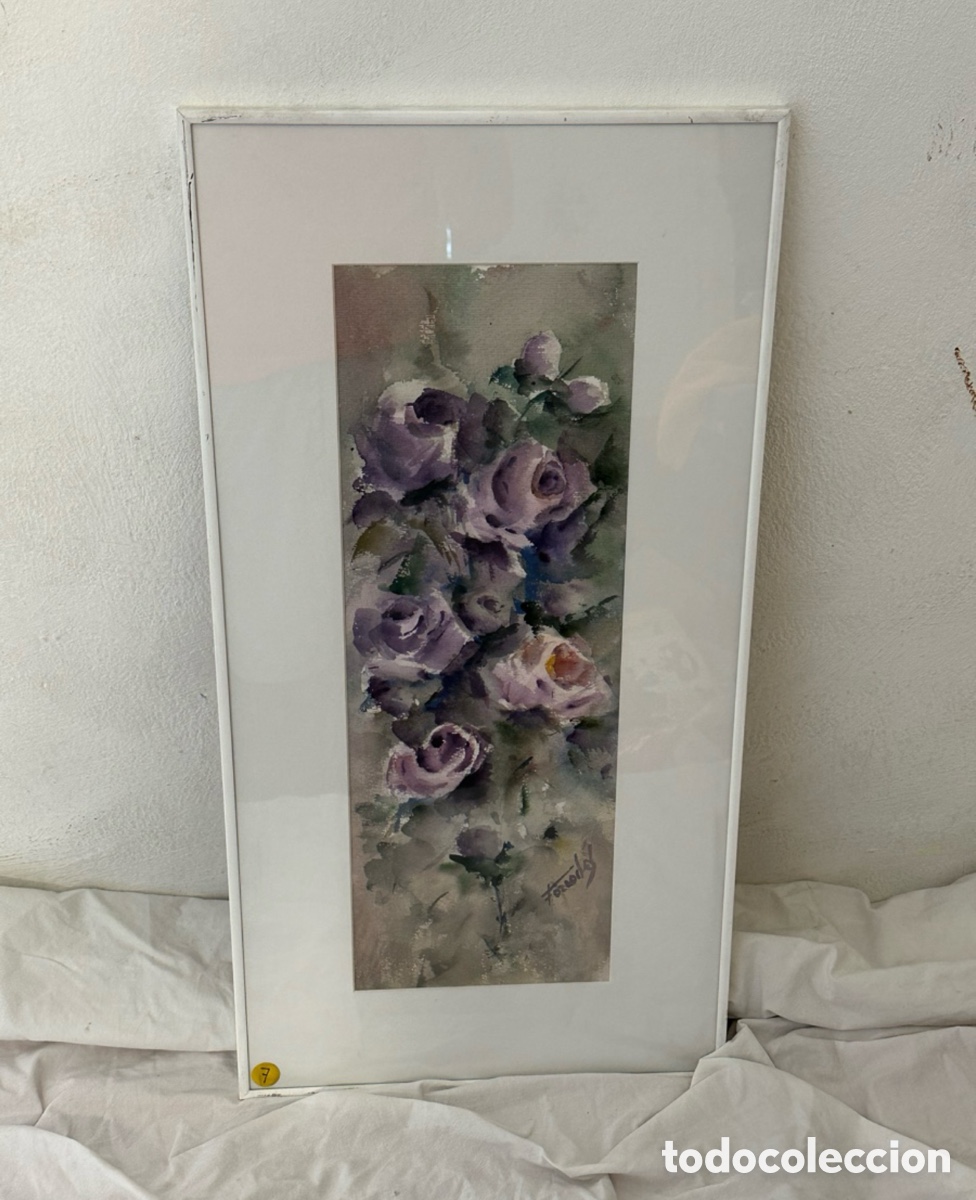 Arte: Mar&iacute;a Dolors Forcades i Vives acuarela sobre papel firmada enmarcada.