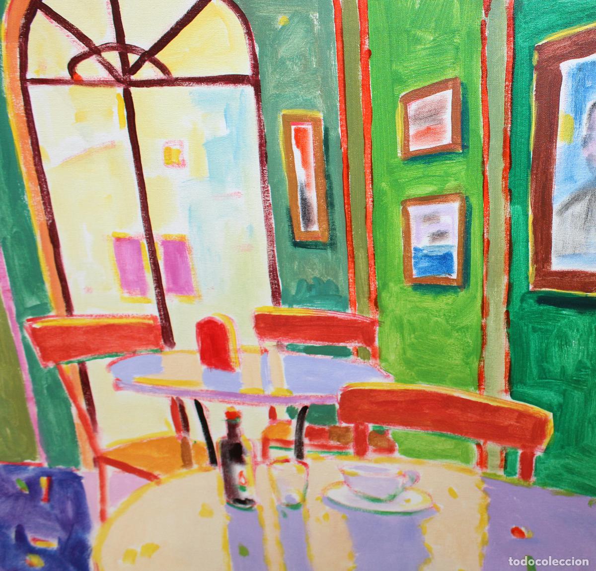 Arte: MANUEL DOBLAS PINTO -ROYO- (Malaga, 1957) OLEO SOBRE TELA. INTERIOR DEL CAFE