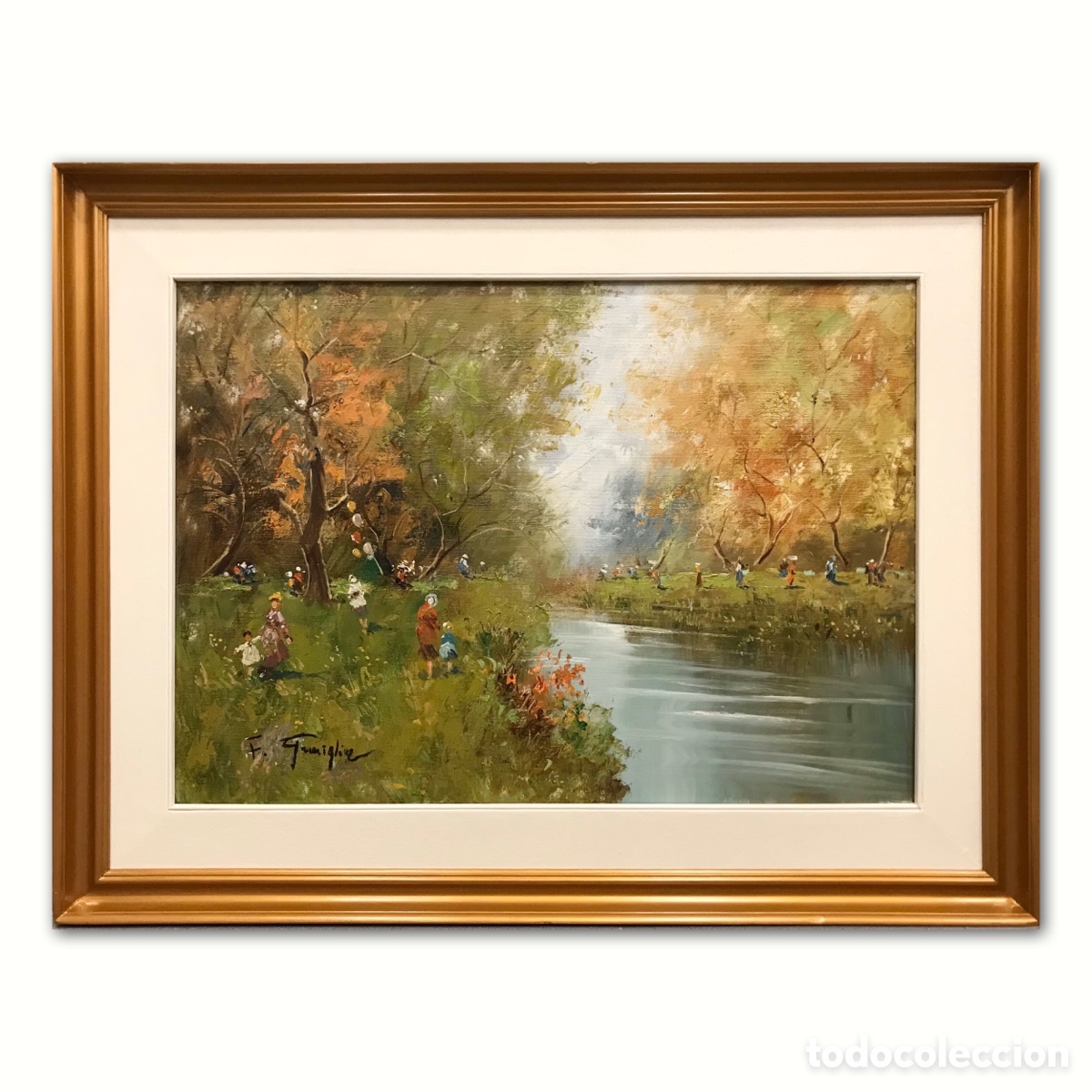 Arte: &rdquo;Giorno di Primavera&rdquo; Francesco Graniglia (1912-2010), a&ntilde;os 80 del S.XX aprox, 88x68cm