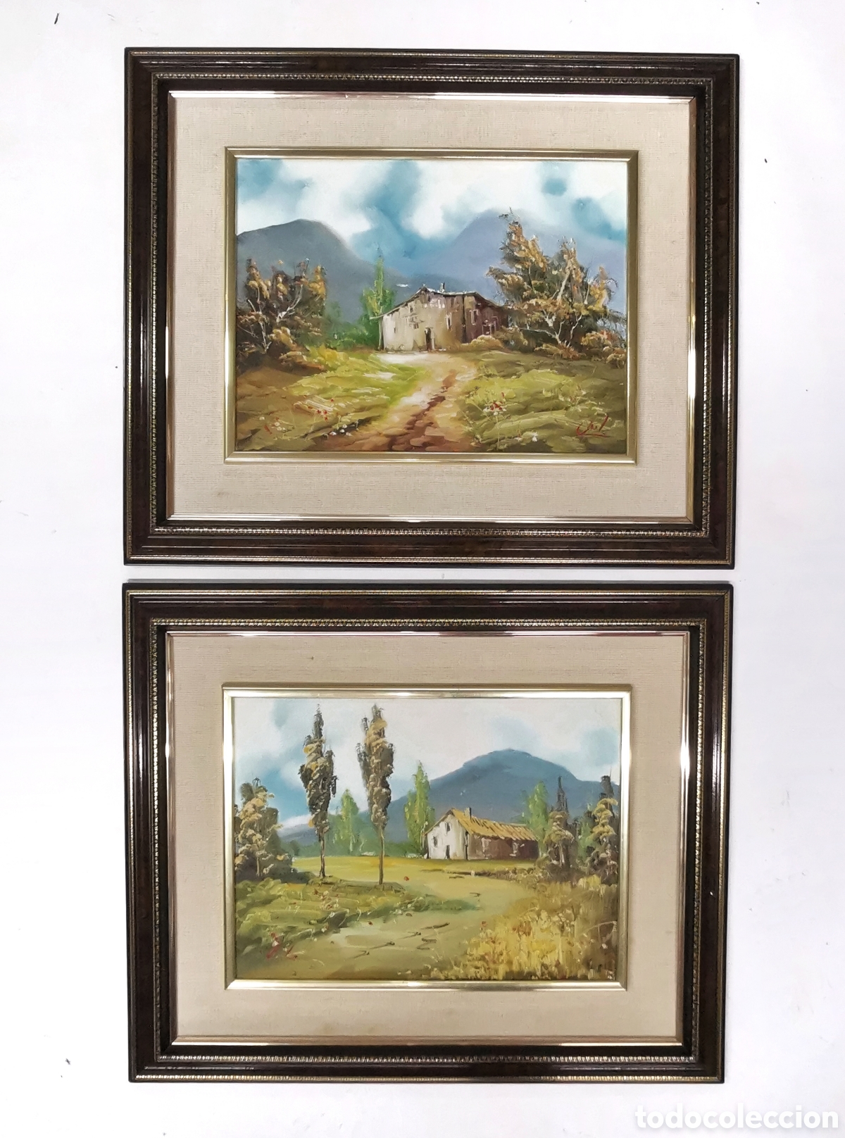 Art: CUADROS ANTIGUOS AL &Oacute;LEO CON ESCENAS DE PAISAJES FIRMADOS CHIL