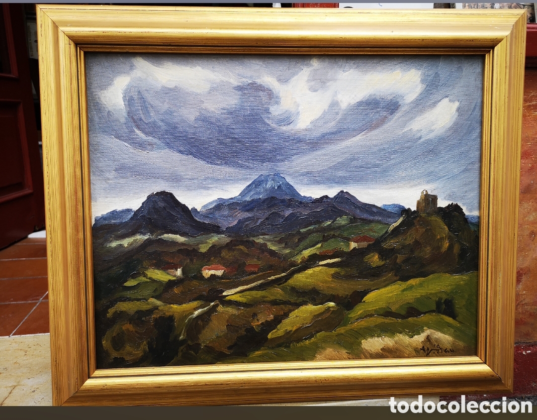 Art: Cuadro oleo paisaje de monta&ntilde;a en Morc&iacute;n Asturias de Andres Vidau Perez