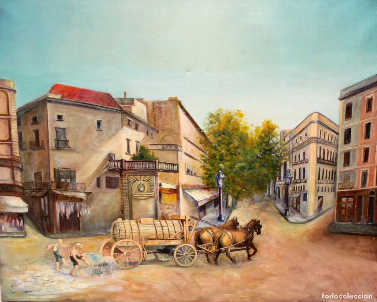 Arte: ESCUELA ESPA&Ntilde;OLA (SIGLO XX) OLEO SOBRE TELA DE AUTOR ANONIMO. EL MURMULLO DE LA CIUDAD VIEJA
