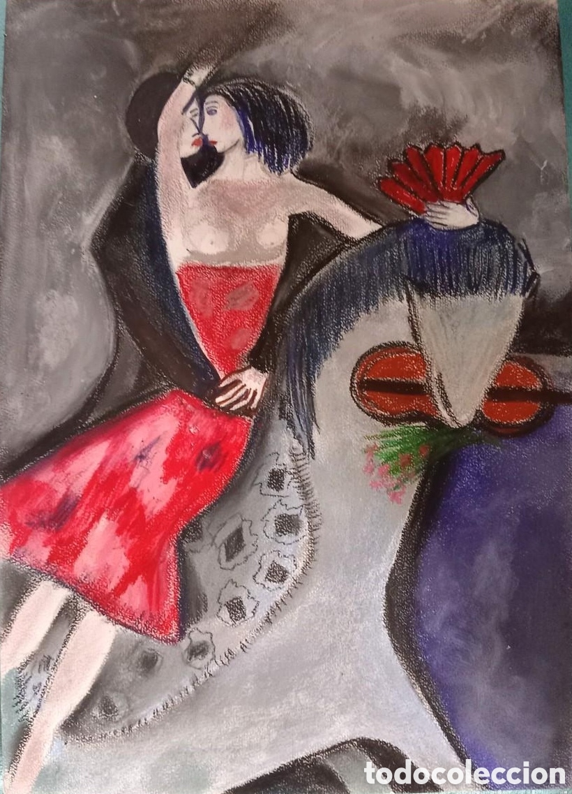 Art: Interpretaci&oacute;n pintura (1) Marc Chagall (T&eacute;cnica mixta acr&iacute;lico, creta) sobre papel cart&oacute;n r&iacute;gido 42