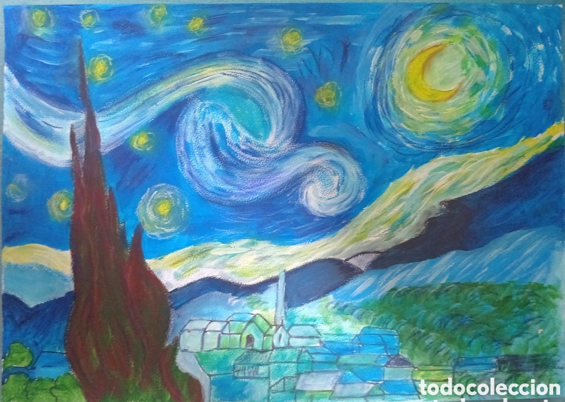 Art: Interpretaci&oacute;n pintura (1) Van Gogh acr&iacute;lico sobre papel cart&oacute;n r&iacute;gido 42cmx29,5cm. Muy bonito