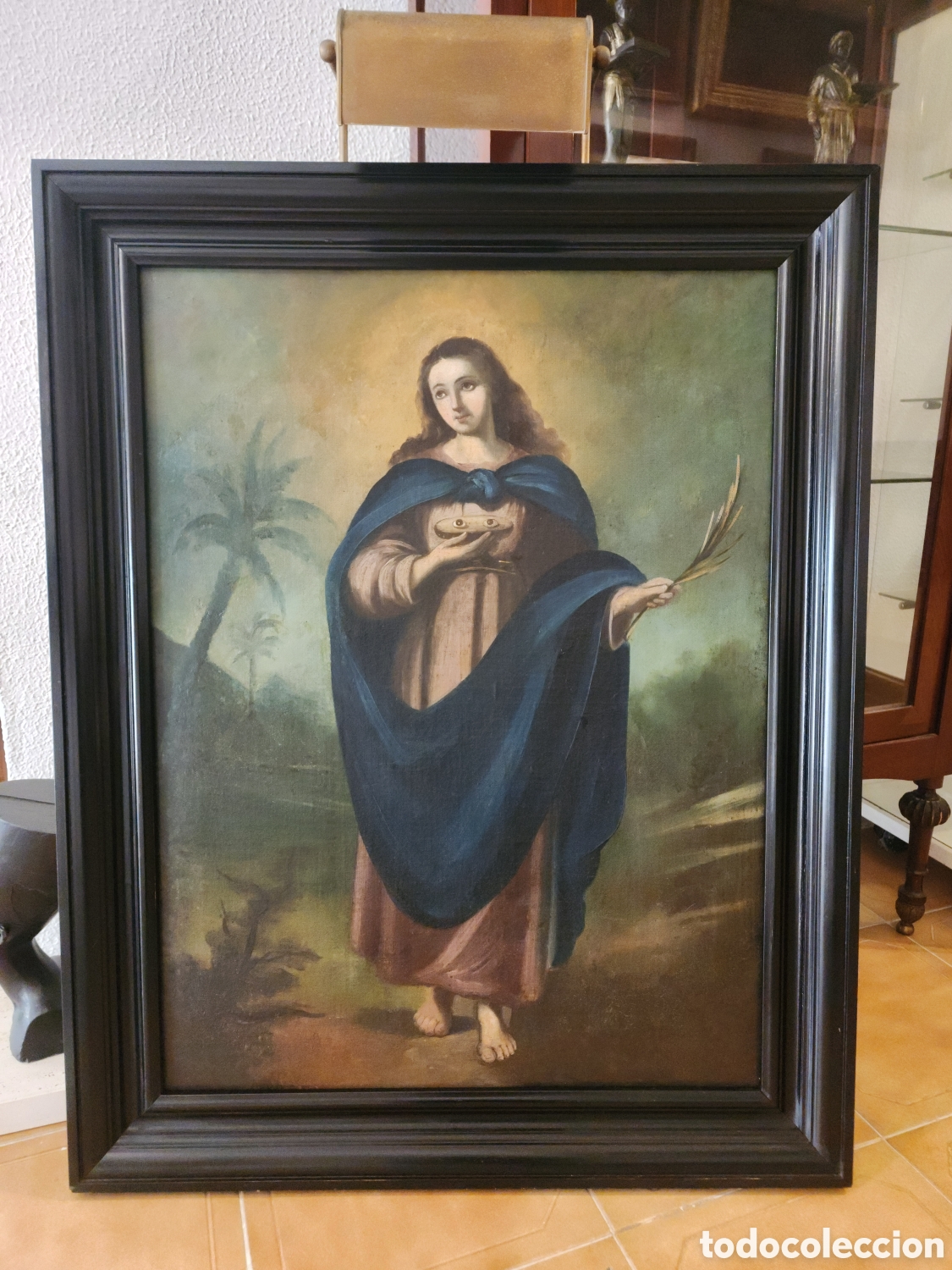Arte: Santa Luc&iacute;a, oleo sobre lienzo siglo XVIII
