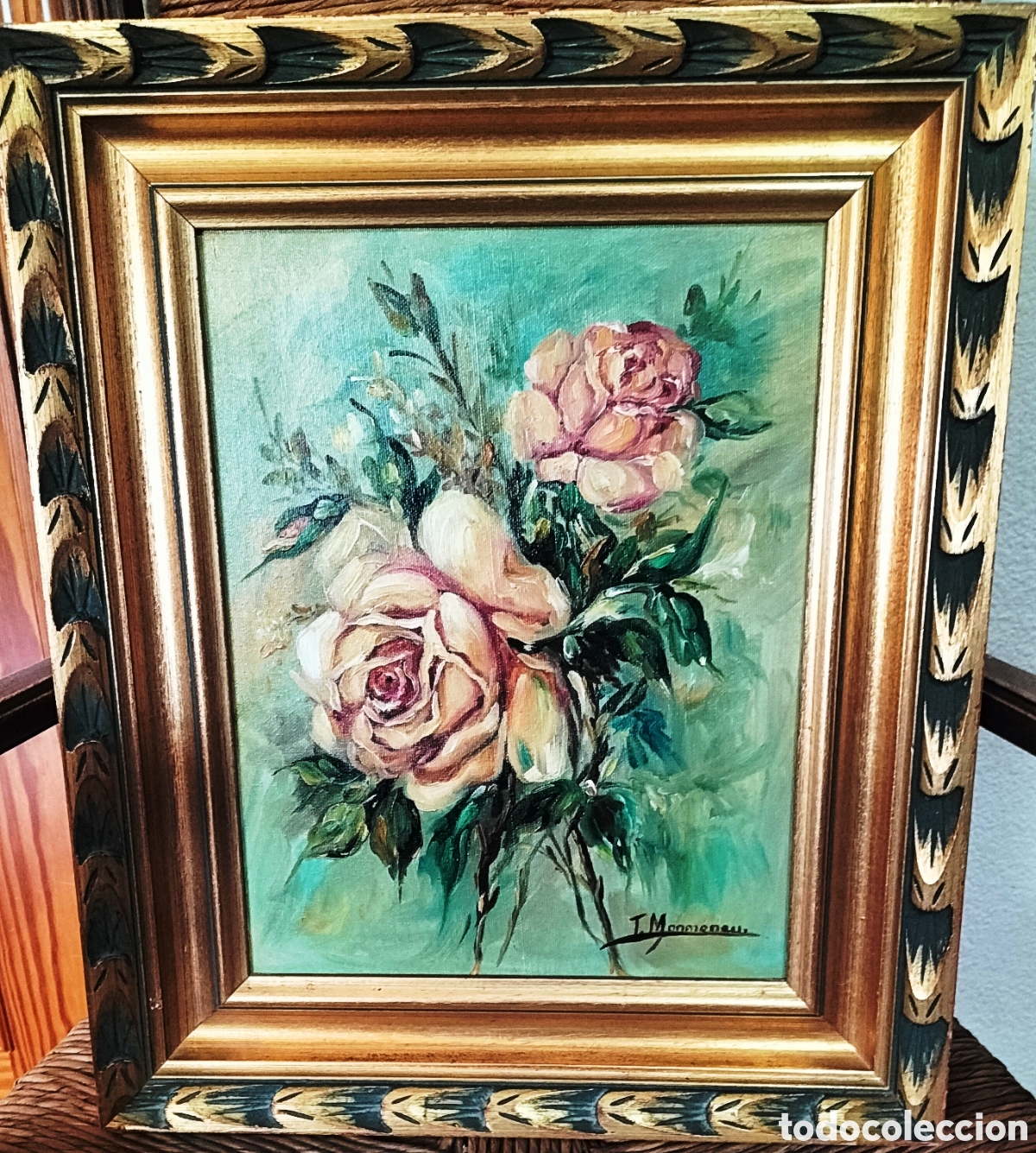Art: OLEO SOBRE LIENZO - BODEGON FLORAL - AUTOR I MONMENEU -