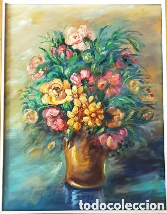 Art: OLEO SOBRE LIENZO - BODEGON FLORAL - AUTOR I MONMENEU -