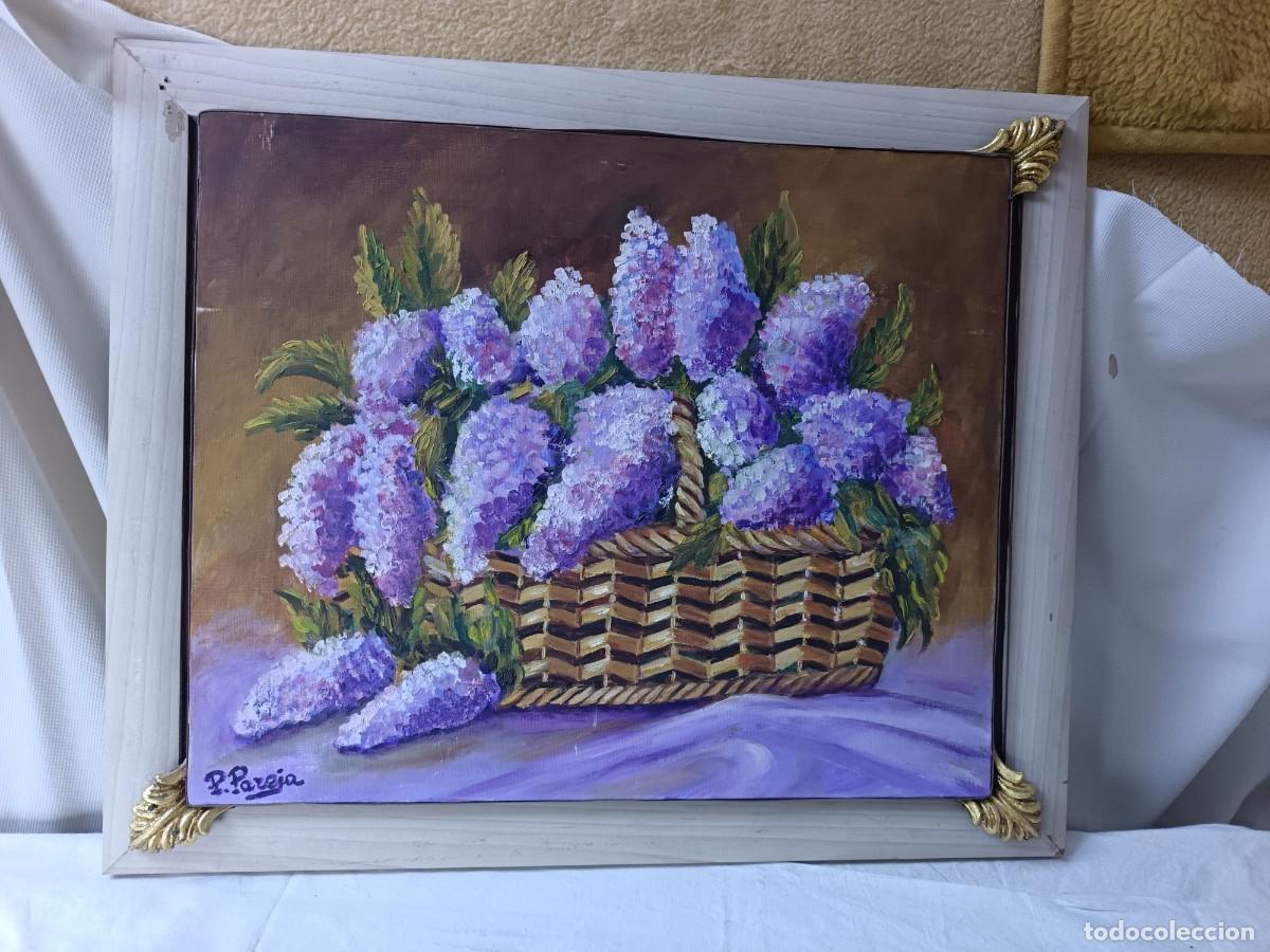 Arte: &Oacute;leo sobre lienzo, Bodeg&oacute;n, enmarcado y firmado P. Pareja