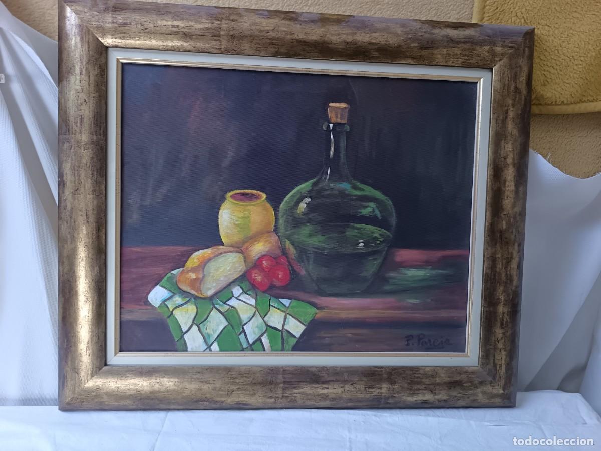 Arte: &Oacute;leo sobre lienzo, Bodeg&oacute;n, enmarcado y firmado P. Pareja