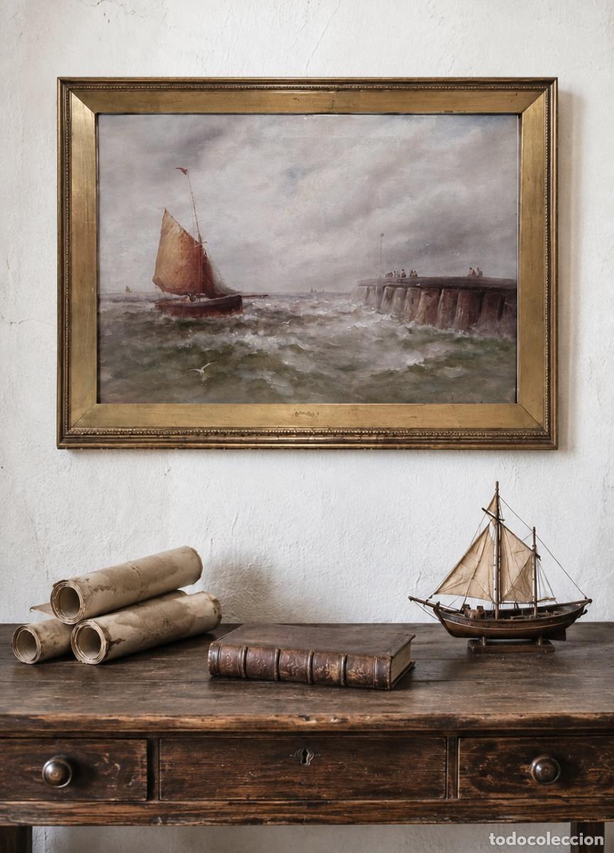 Arte: GUSTAVE DE BREANSKI (1856-1898). Paisaje marino. 61 x 41 cm. Firmado