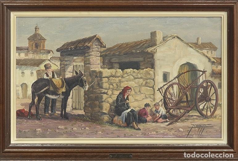 Arte: Cuadro &lsquo;A la puerta de la casa&rdquo; Josep Costa (1950-70)