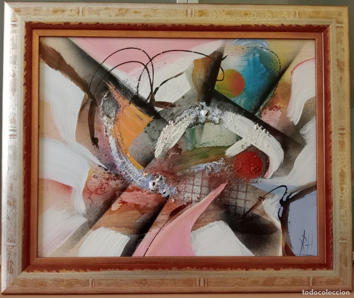 Arte: Cuadro abstracto con marco de madera