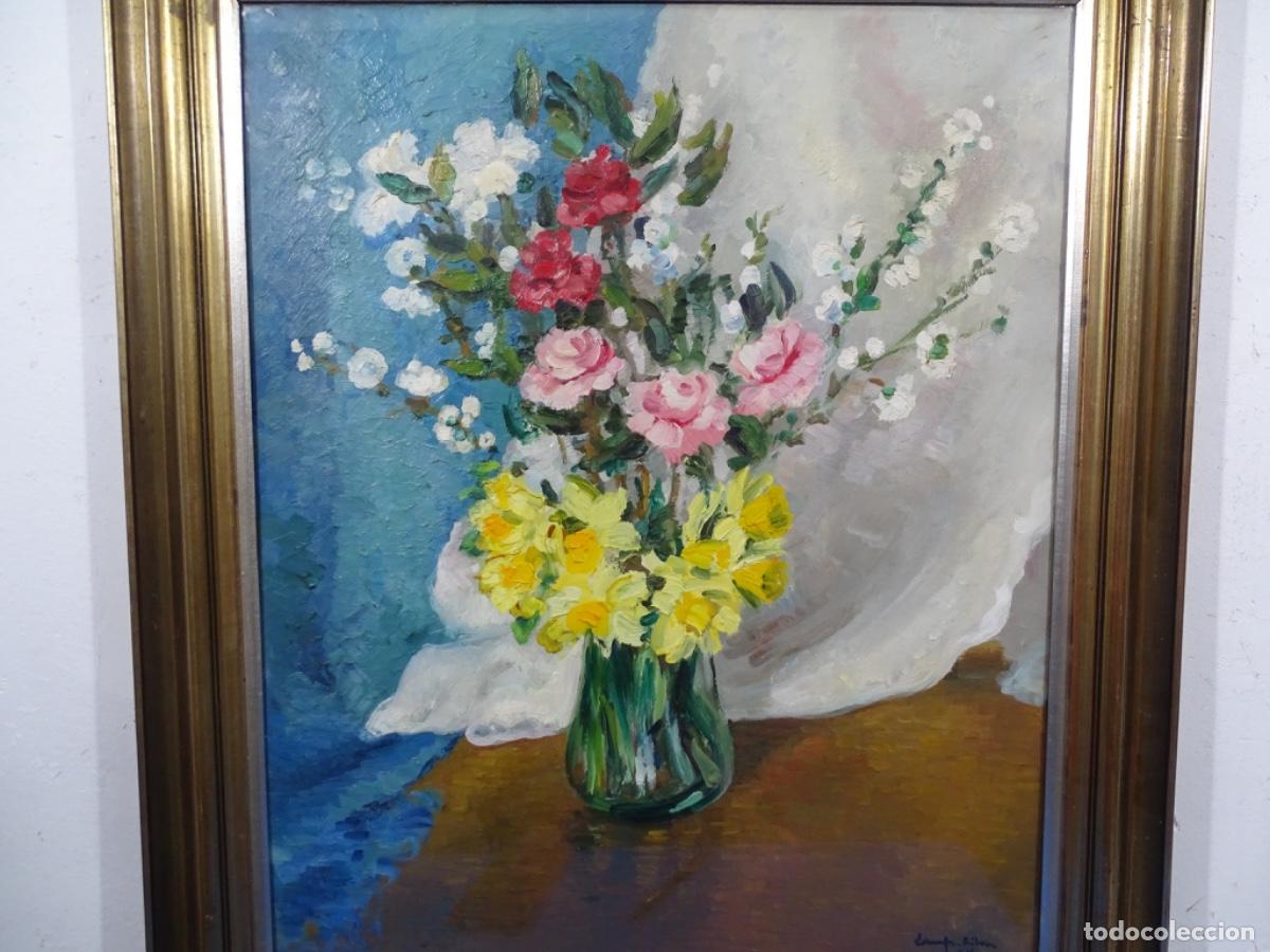 Arte: &Oacute;LEO TELA FRANCESC CAMPS-RIBERA. BODEGON FLORES 1034. SELLO GALER&Iacute;A SYRA.