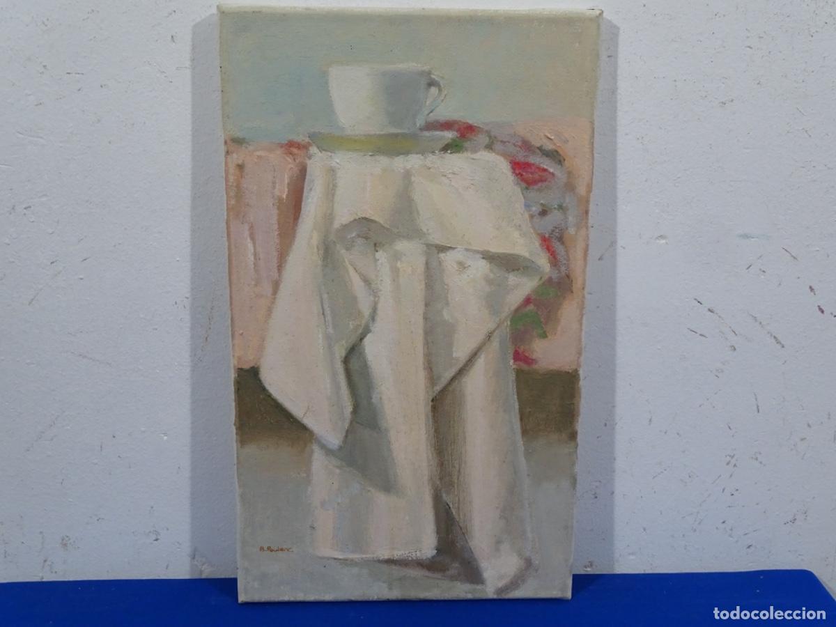 Arte: &Oacute;LEO SOBRE TELA FIRMADO B. POULENC. BODEGON. TONOS CLAROS.