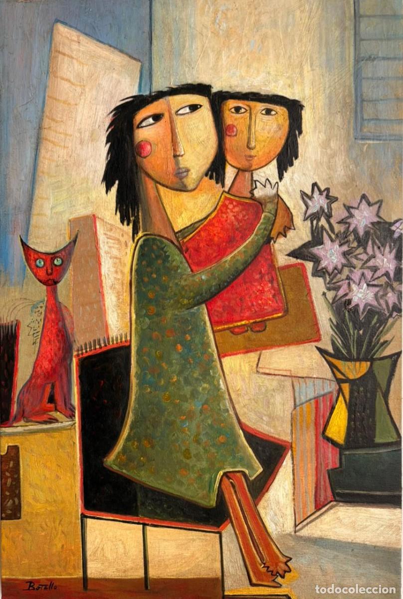 Arte: Increible Pintura al &oacute;leo sobre lienzo Angel Botello 23,6 x 15,7 pulgadas