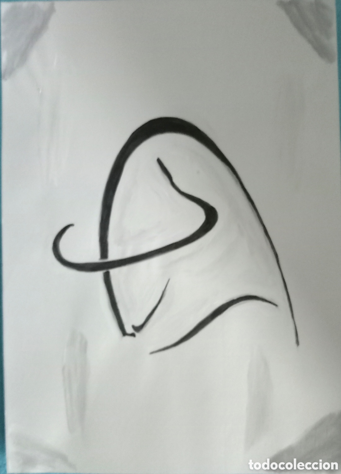 Arte: Original pintura Toro trazos (5) acuarela sobre papel doble 29,6cm x 21cm. Muy bonita