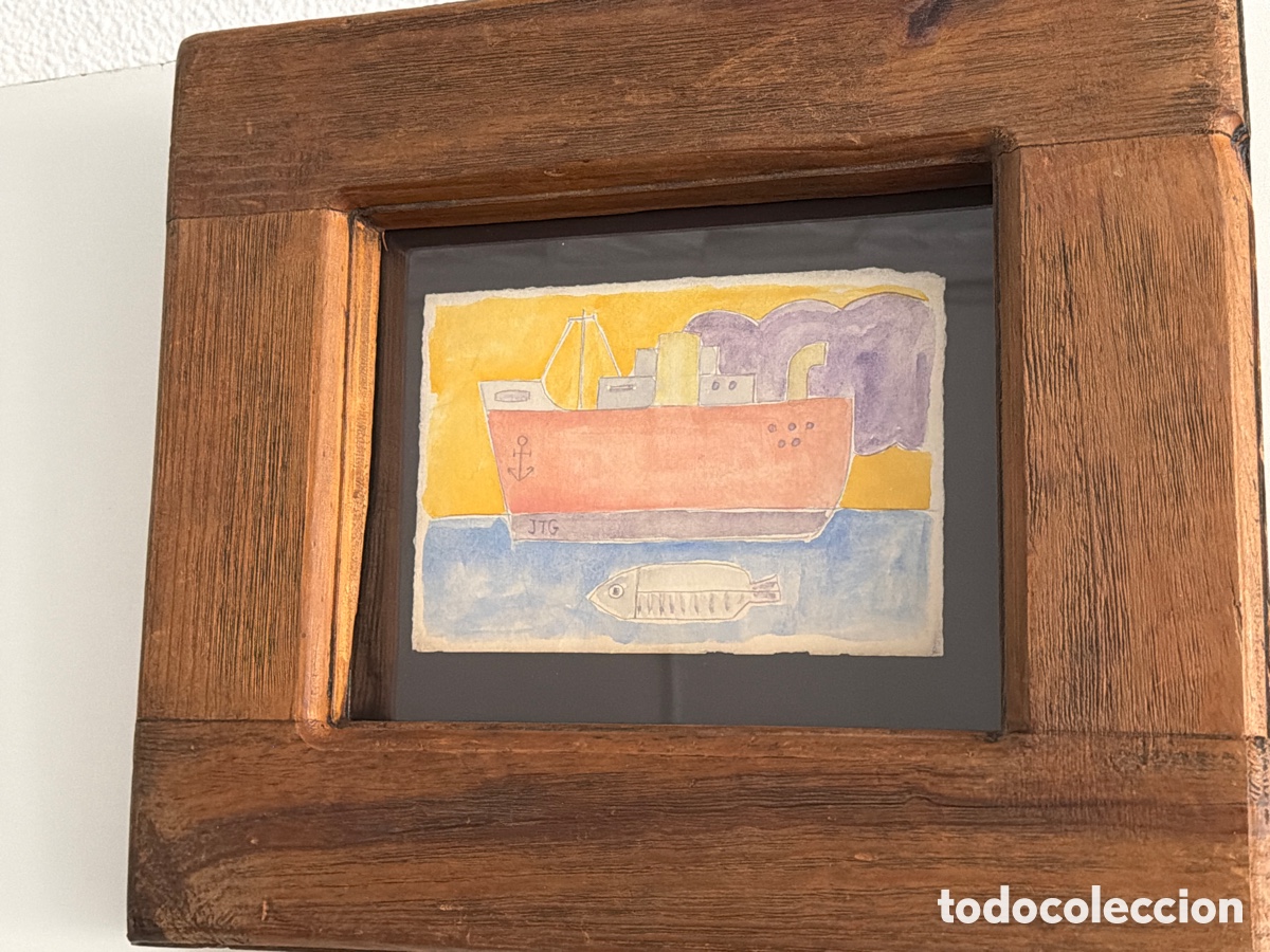 Arte: JOAQU&Iacute;N TORRES GARCIA. &ldquo; Barco de Vapor&rdquo; . Dibujo coloreado