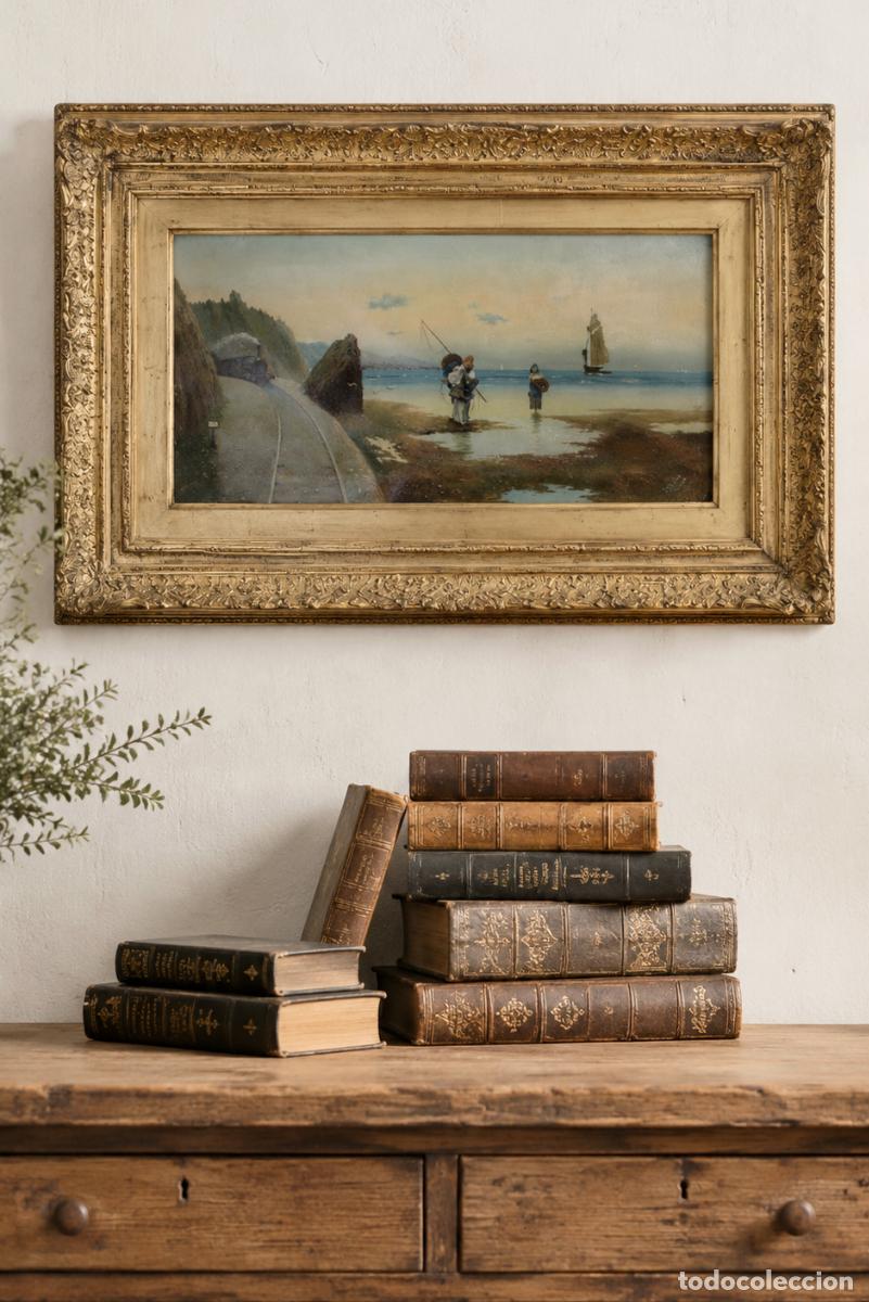 Arte: Rafael Senet, Escena marinera. Oleo sobre lienzo.