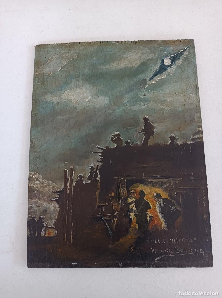 Arte: &Oacute;LEO EL ARTILLERO DE 2&ordf; 31 x 24 cms. &Oacute;LEO SOBRE CONTRACHAPADO FIRMADO POR AUTOR V. L&Oacute;PEZ BELLVESER