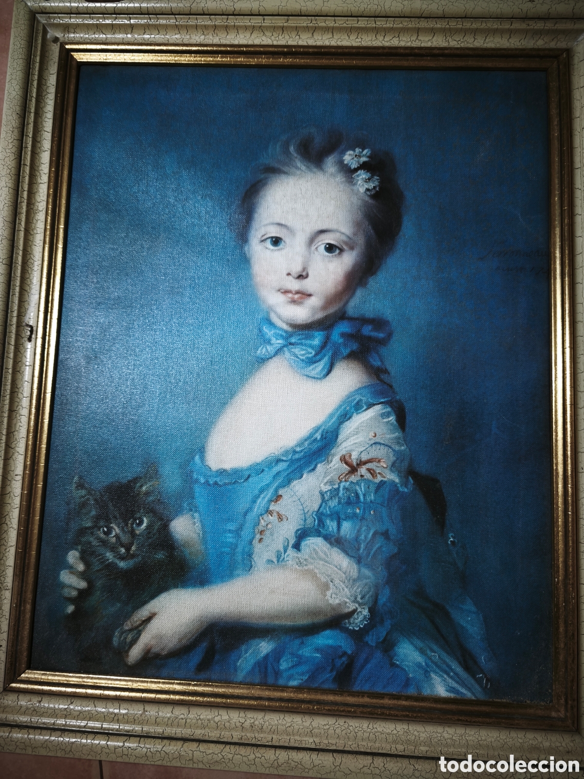 Arte: Pintura Ni&ntilde;a con Gato Jean Baptiste Perronneau