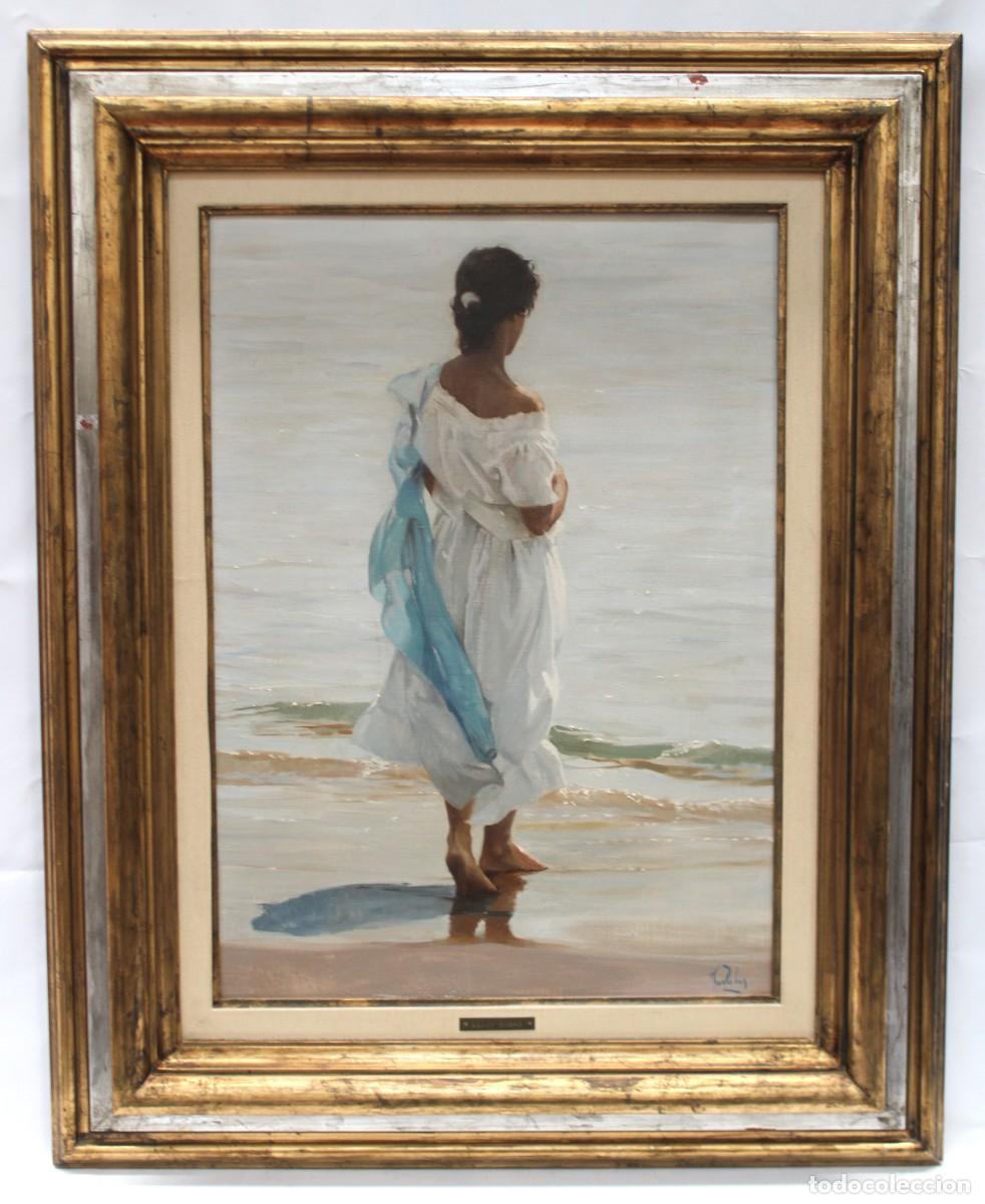 Arte: LLUIS RIBAS CASTELLSAGU&Eacute; (El Masnou, Barcelona, 1949) OLEO SOBRE TELA. CHICA EN LA PLAYA