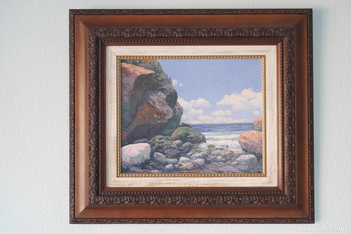 Arte: &Oacute;leo Marina / Paisaje Costero 33x41 cm - MIGUEL PEIDR&Oacute; (Alcoy, 1950) - Gran Marco Tallado